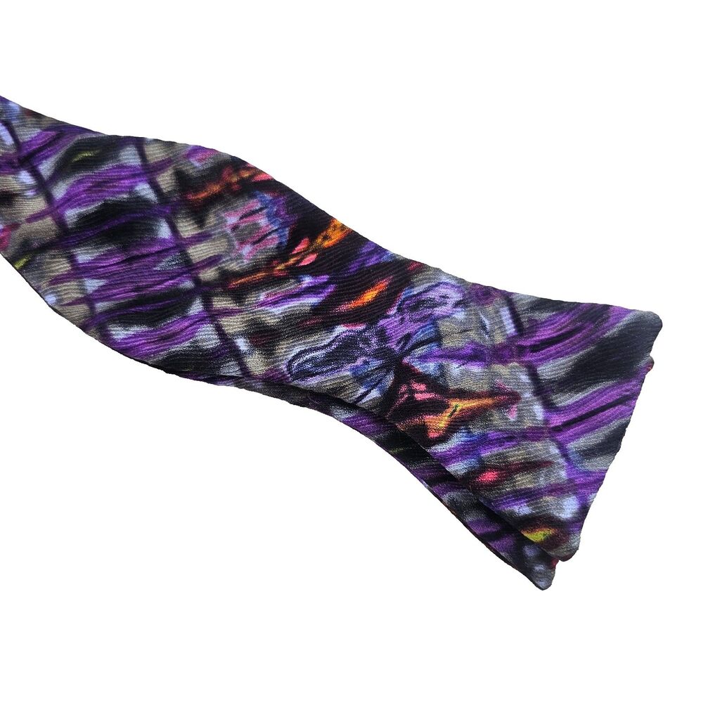 Robert Talbott Bow Tie Purple Abstract Pure Silk Adjustable Self Tie Formal